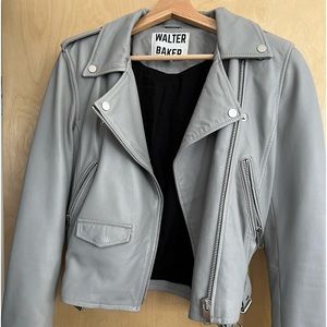 Walter Baker Grey Leather Motorcycle Jacket